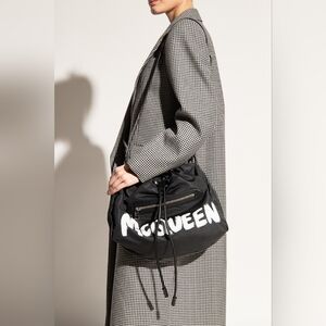 Alexander McQueen Medium The Bundle Grafitti Messenger Bag Black Orange White
